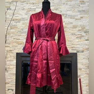 SATIN FUCHSIA ROBE SET